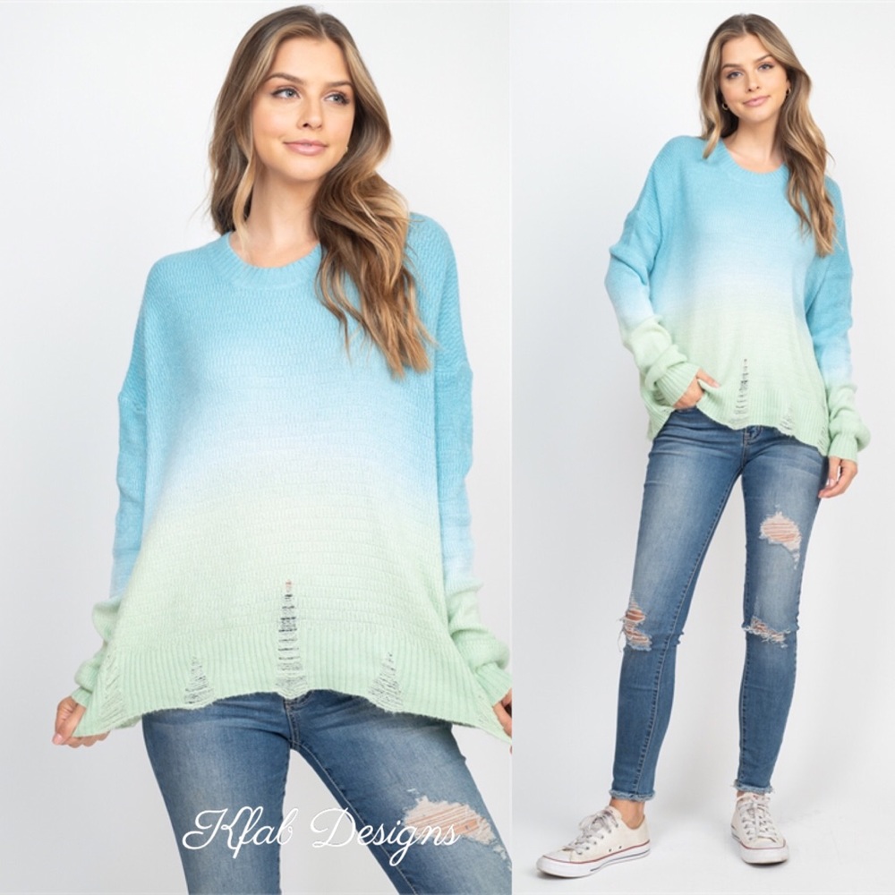 🦋LAST 1! Slouchy Oversized Distressed Ombré Sweater - Picture 6 of 6